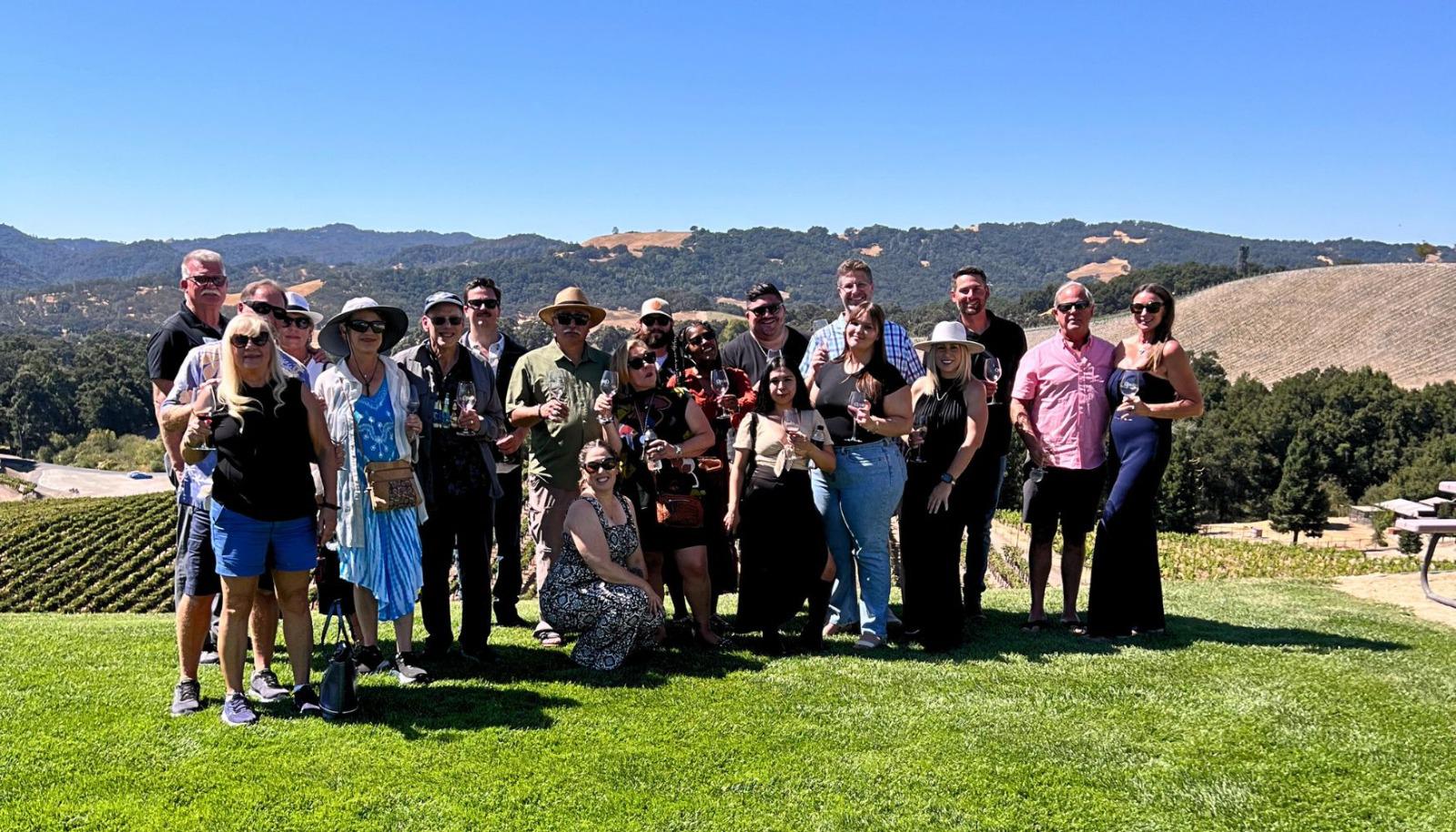 Wine tour guide with couples and friends.
