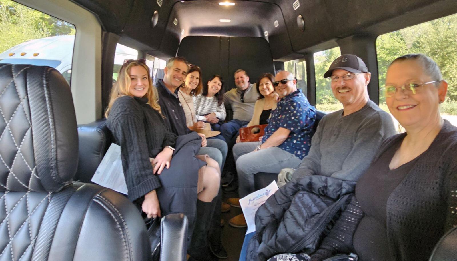Grapeline tour vehicle full of tourists