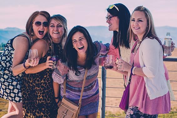 Ladies laughing at a winery