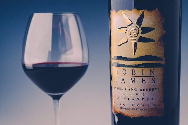 Bottle of Tobin James red wine in Paso Robles Wine Country
