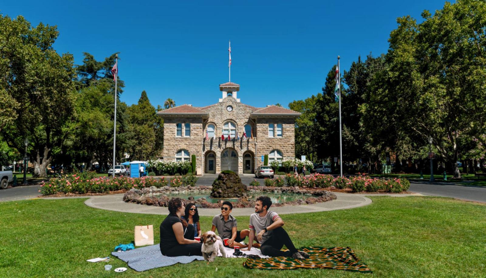 People at the Sonoma Plaza