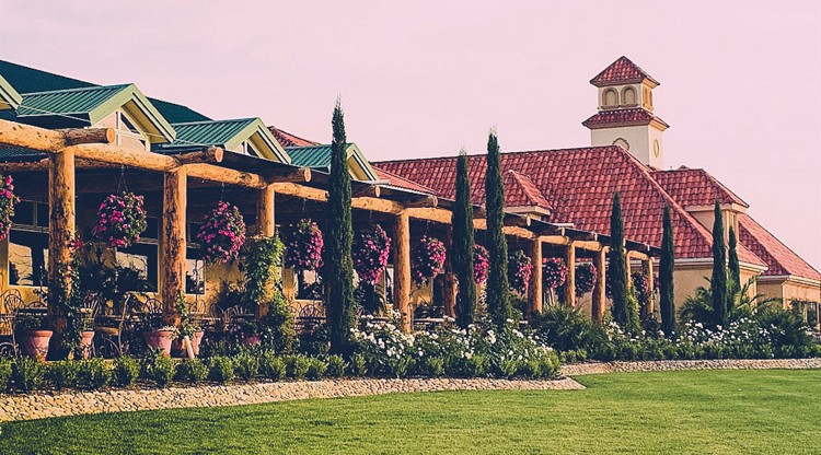 Image of the west side of South Coast Winery. It's the front.