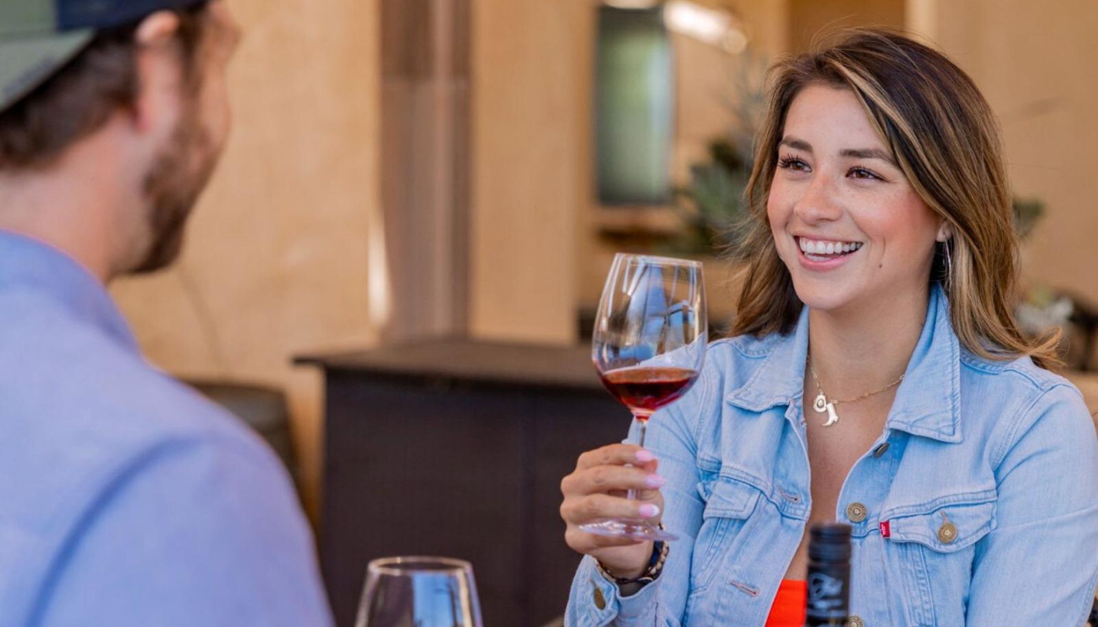Couple in a winery's tasting room