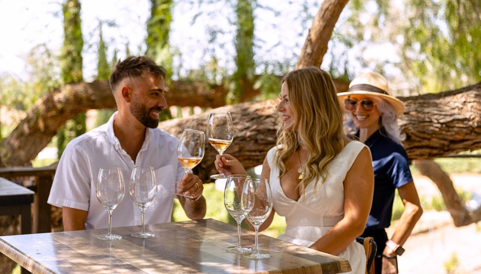 Couple toasting with wine glasses