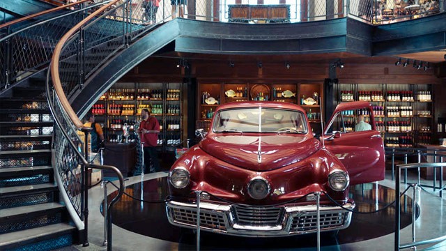 Vintage red car from the movie Tucker in Francis Ford Coppola Winery in California