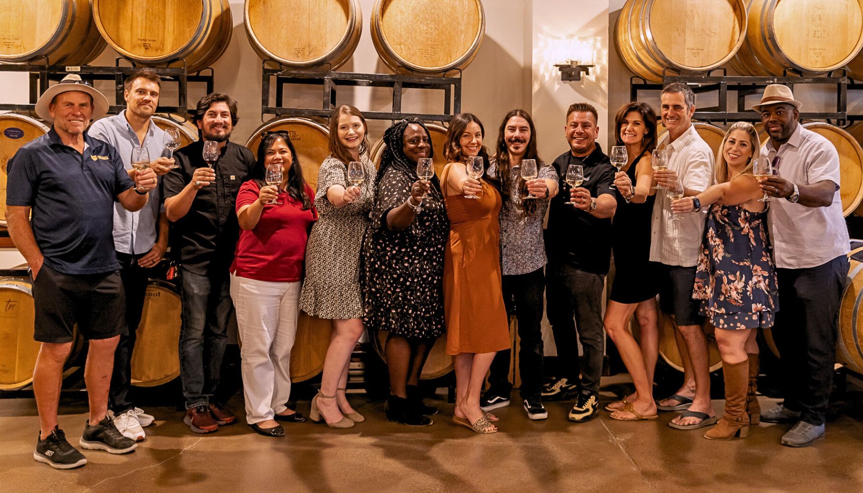 A group enjoying a wine tour.