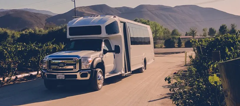 A shuttle takes guests to Landa Vineyards in Sonoma Valley.